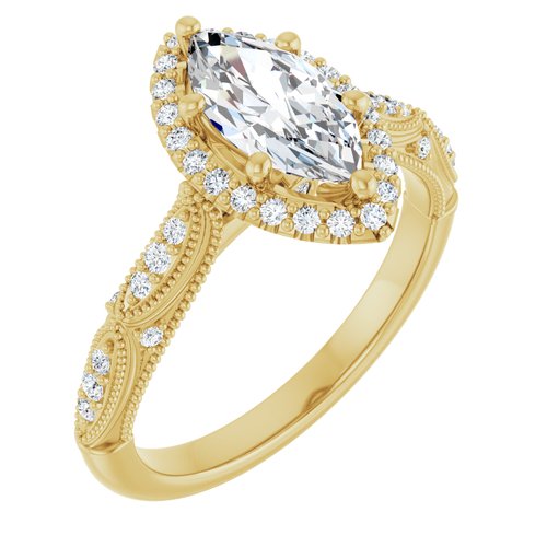 14K Yellow Marquise 9/10 ct Engagement Ring