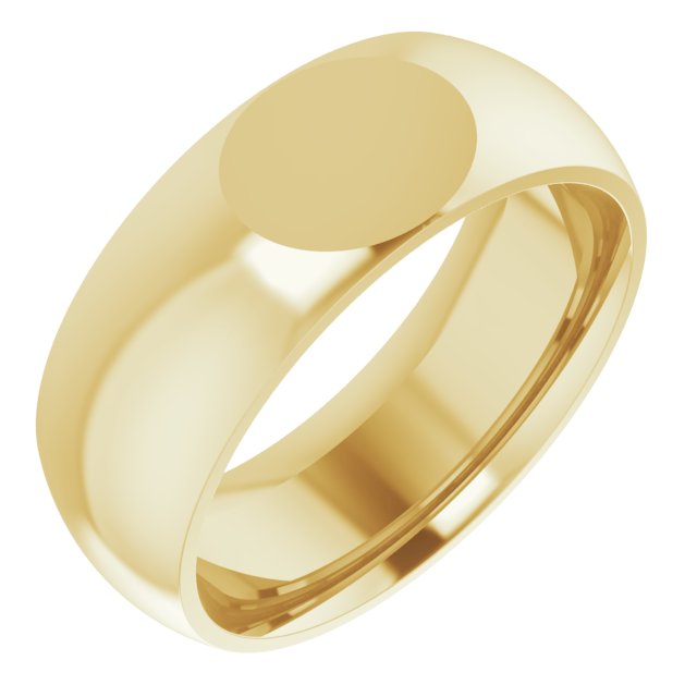 Comfort-Fit Signet Wedding Band – 10K Yellow Gold