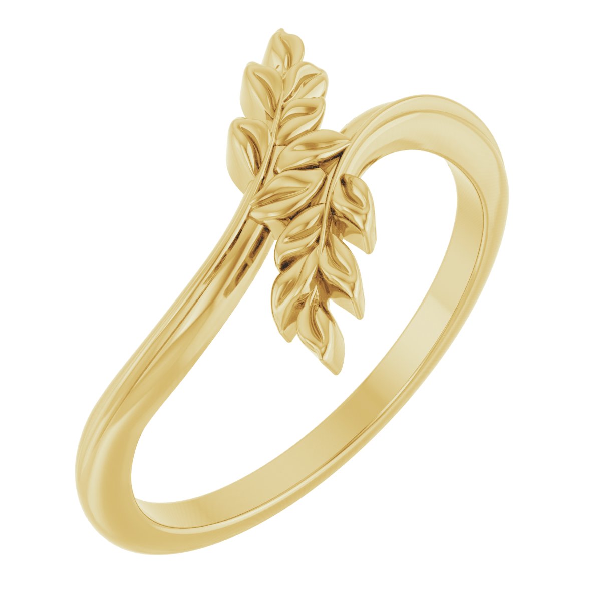 14K Yellow Leaf Bypass Ring