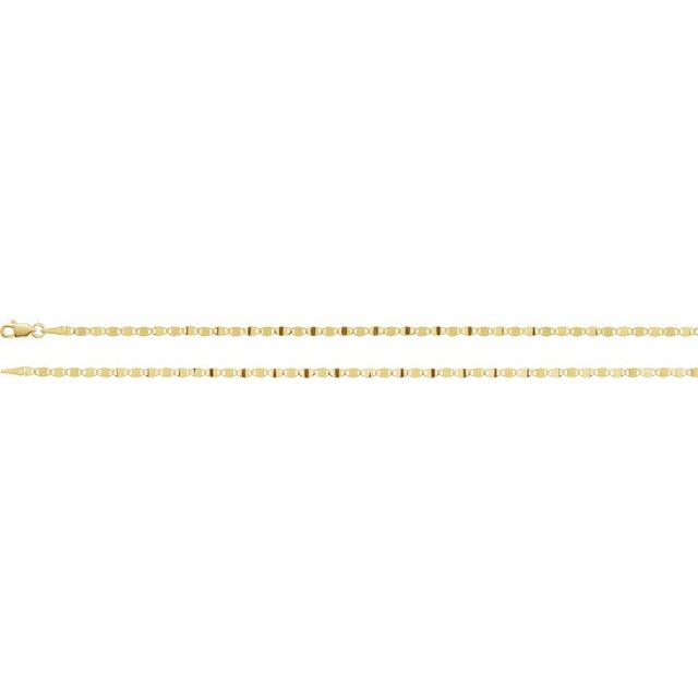 14K Yellow 2.7 mm Mirror Link Cable 16 Chain 