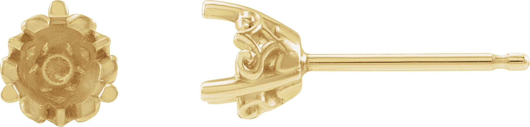 Round 3-Prong Scroll Stud Earrings