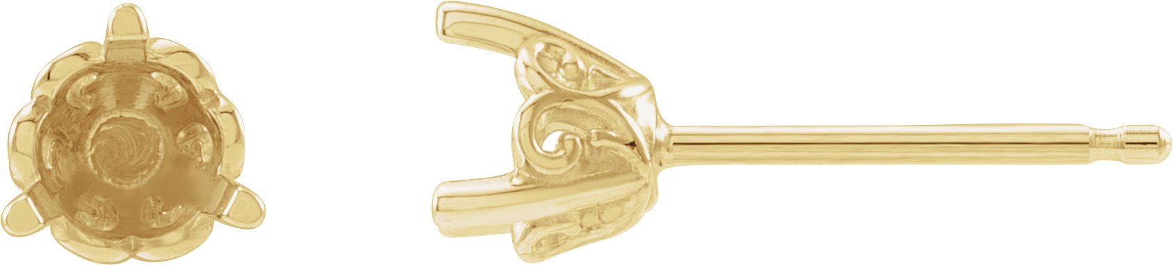 Round 3-Prong Scroll Stud Earrings