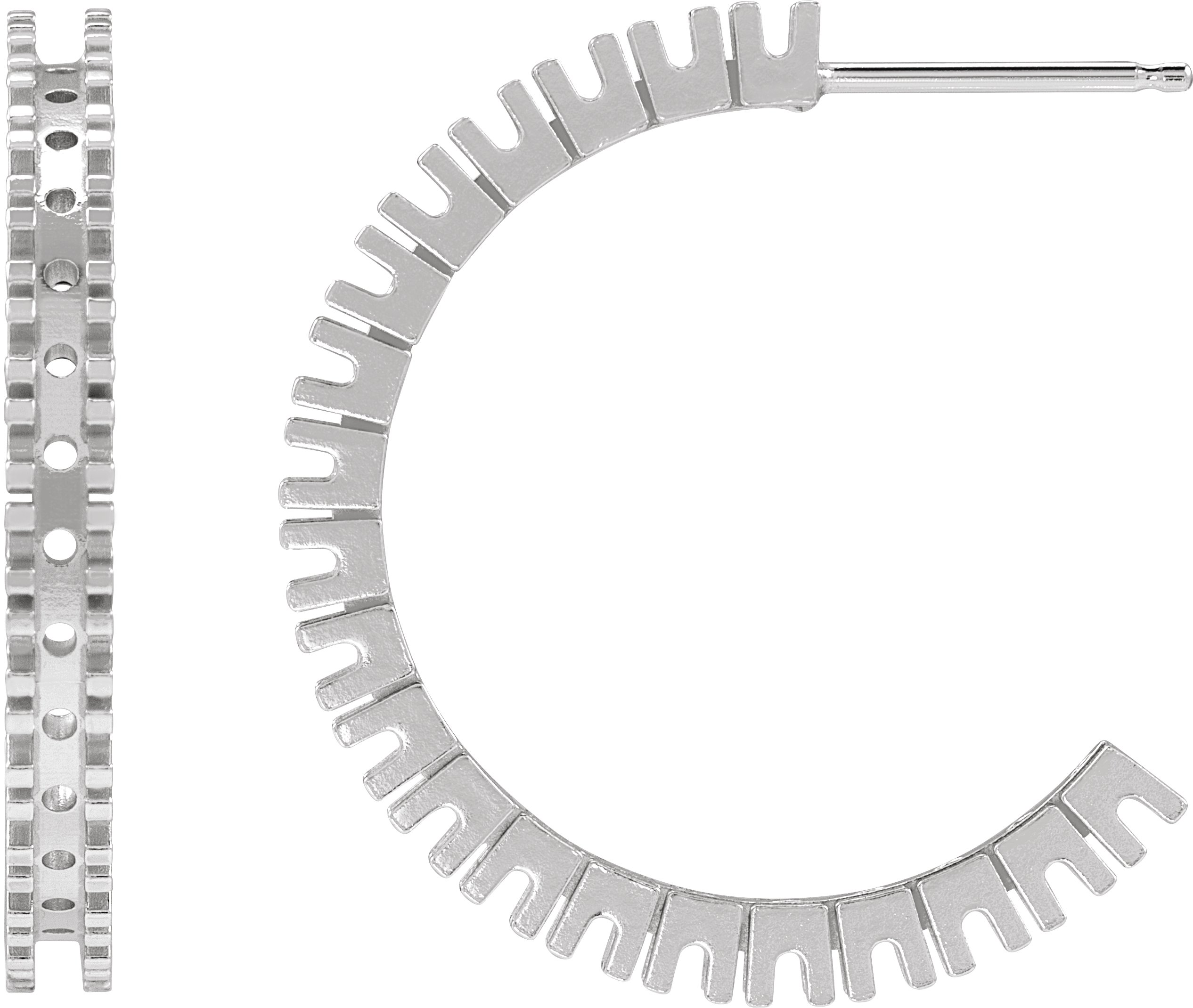 14K White 2.2 mm Round Accented 24.7 mm Hoop Earring Mounting