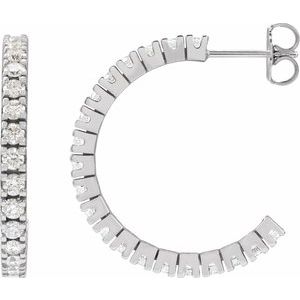 14K White 24.7 mm 1 5/8 CTW Natural Diamond Hoop Earrings