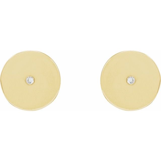 14K Yellow .0025 CT Natural Diamond New Moon Phase Earring