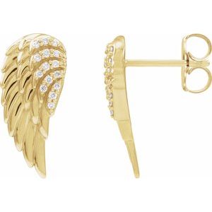 14K Yellow .07 CTW Natural Diamond Angel Wing Earrings