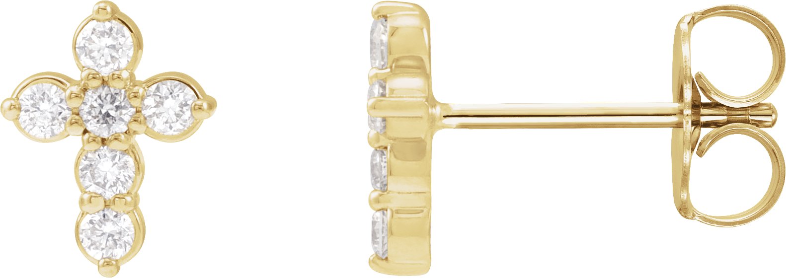 14K Yellow 1/6 CTW Natural Diamond Cross Earrings