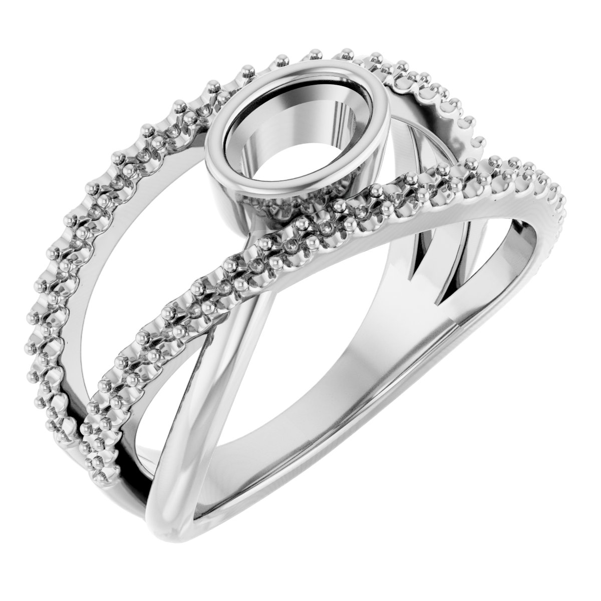 Bezel-Set Criss-Cross Ring