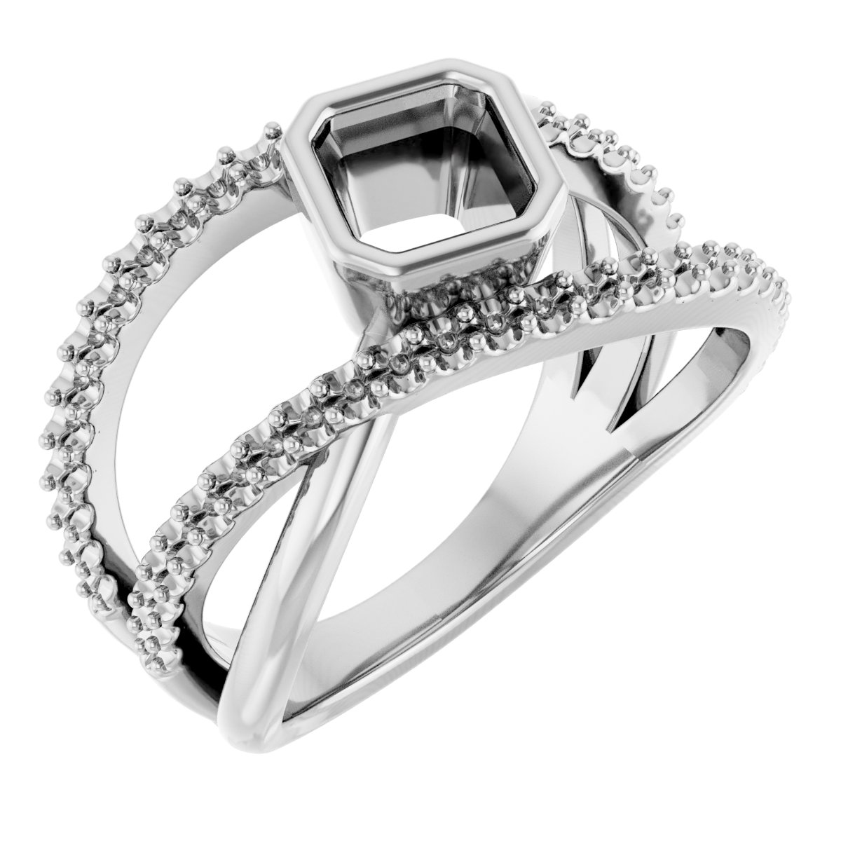 Bezel-Set Criss-Cross Ring