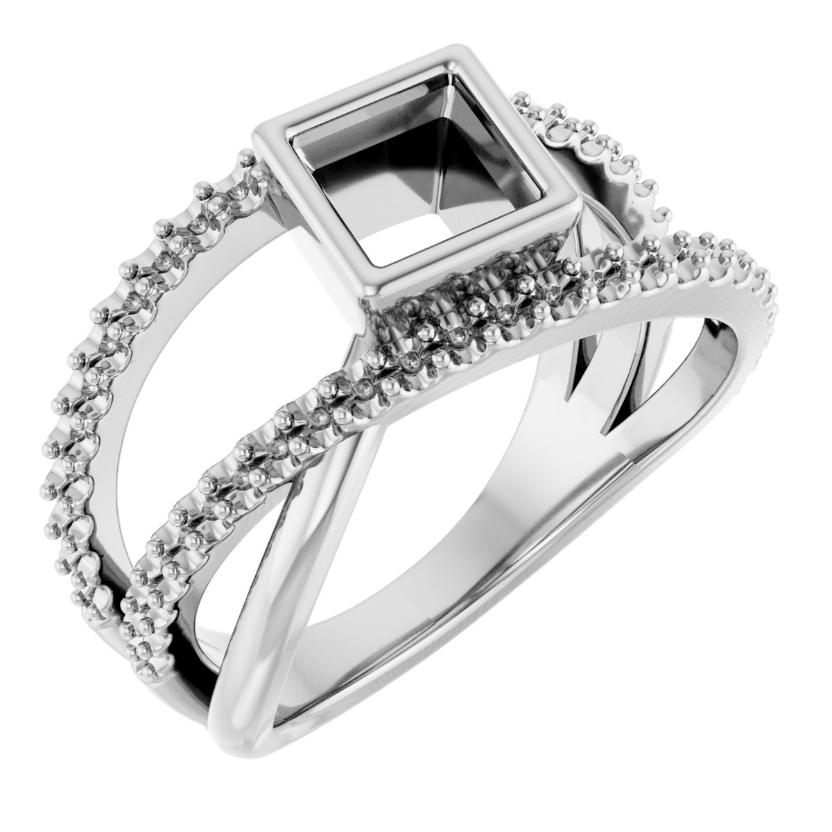 Bezel-Set Criss-Cross Ring