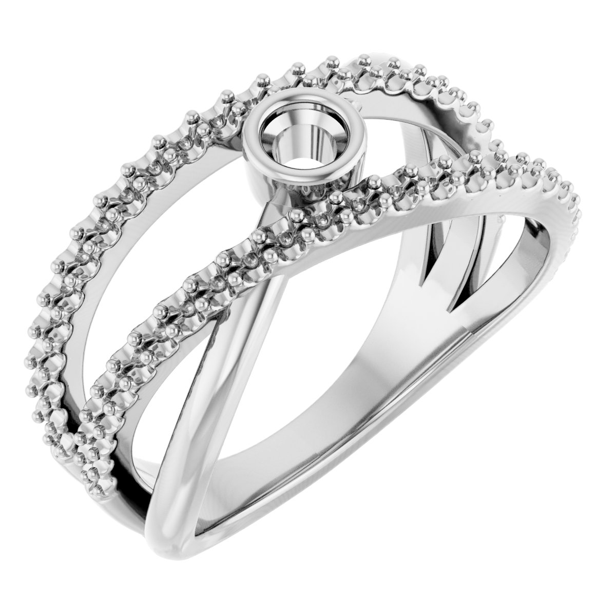 Bezel-Set Criss-Cross Ring