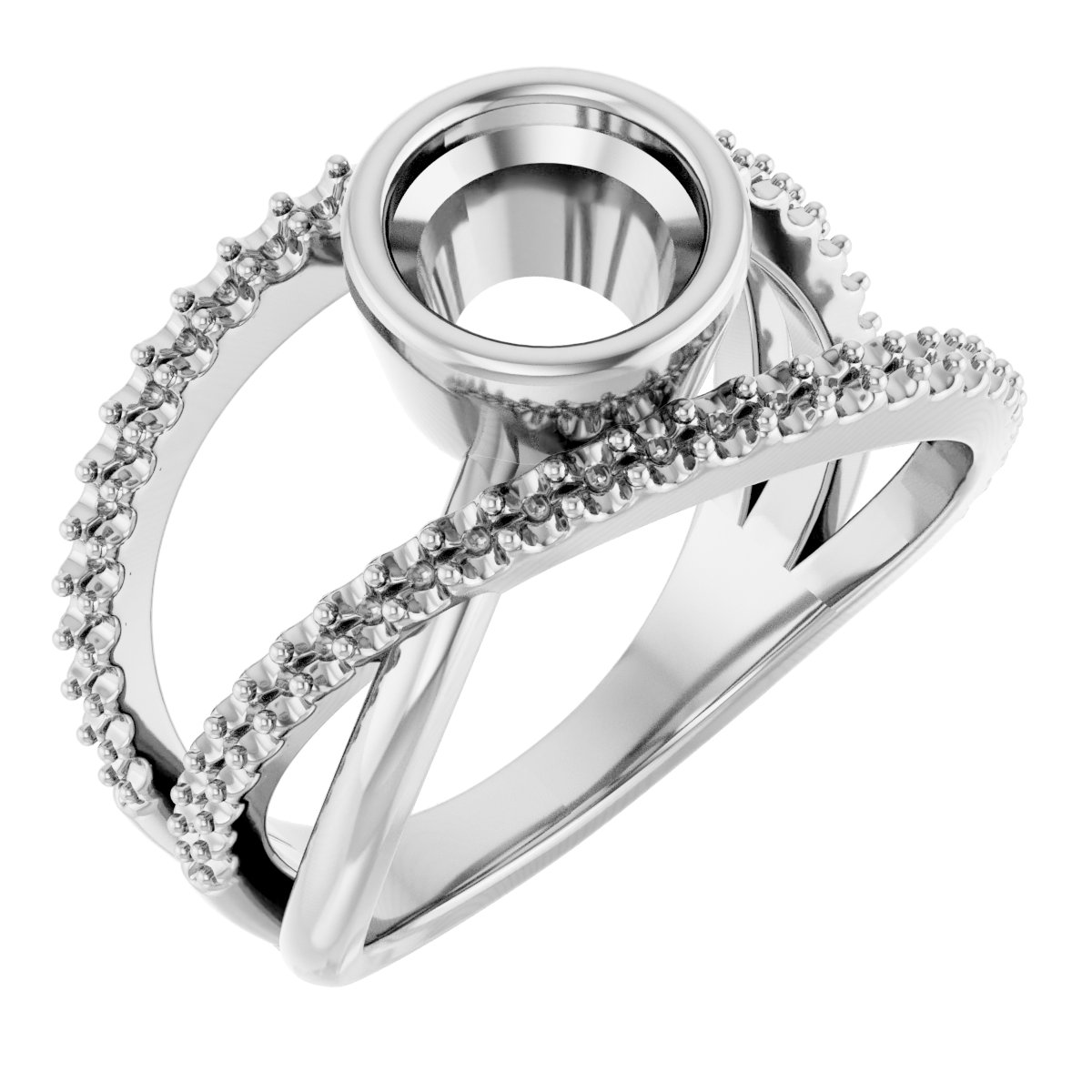 Bezel-Set Criss-Cross Ring
