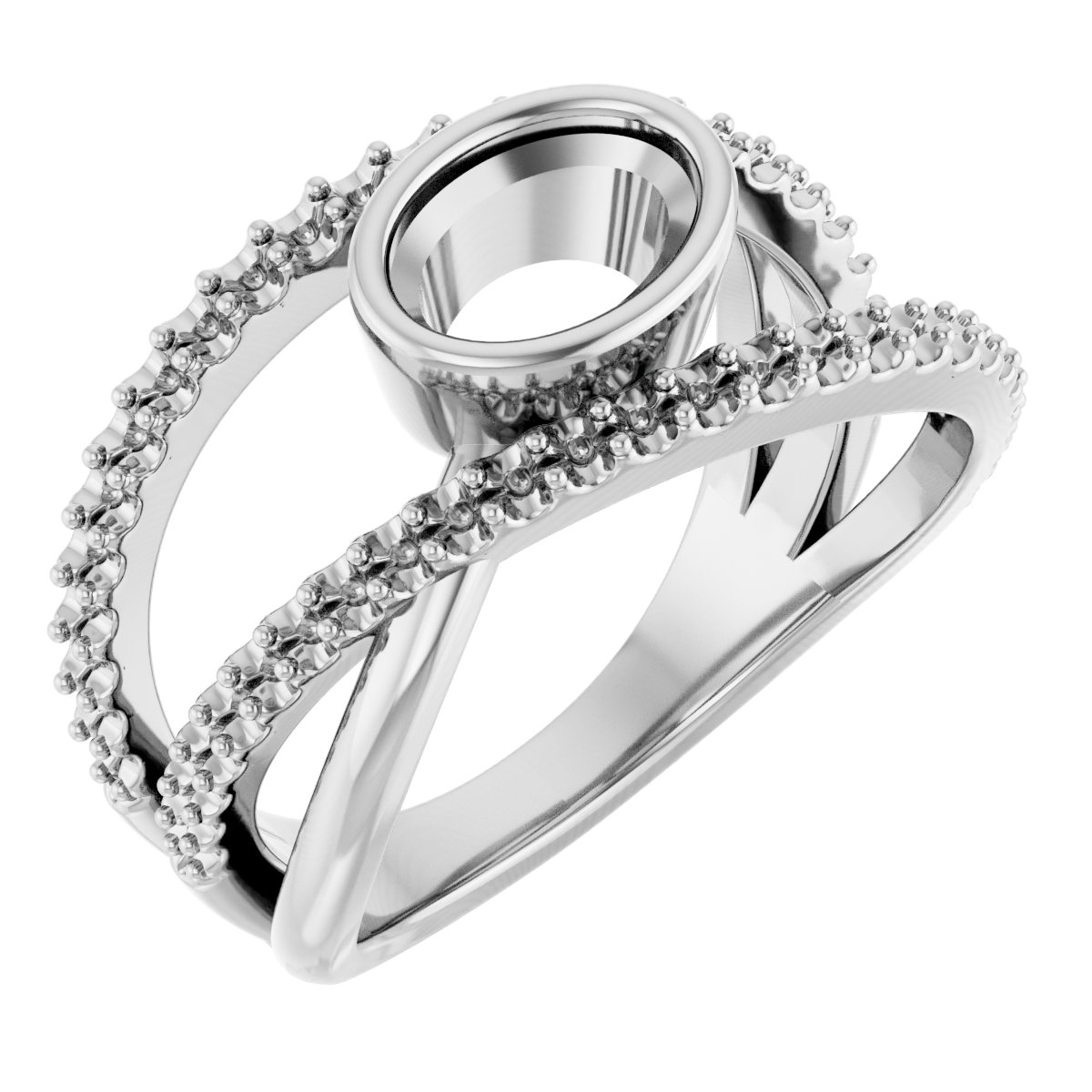 Bezel-Set Criss-Cross Ring