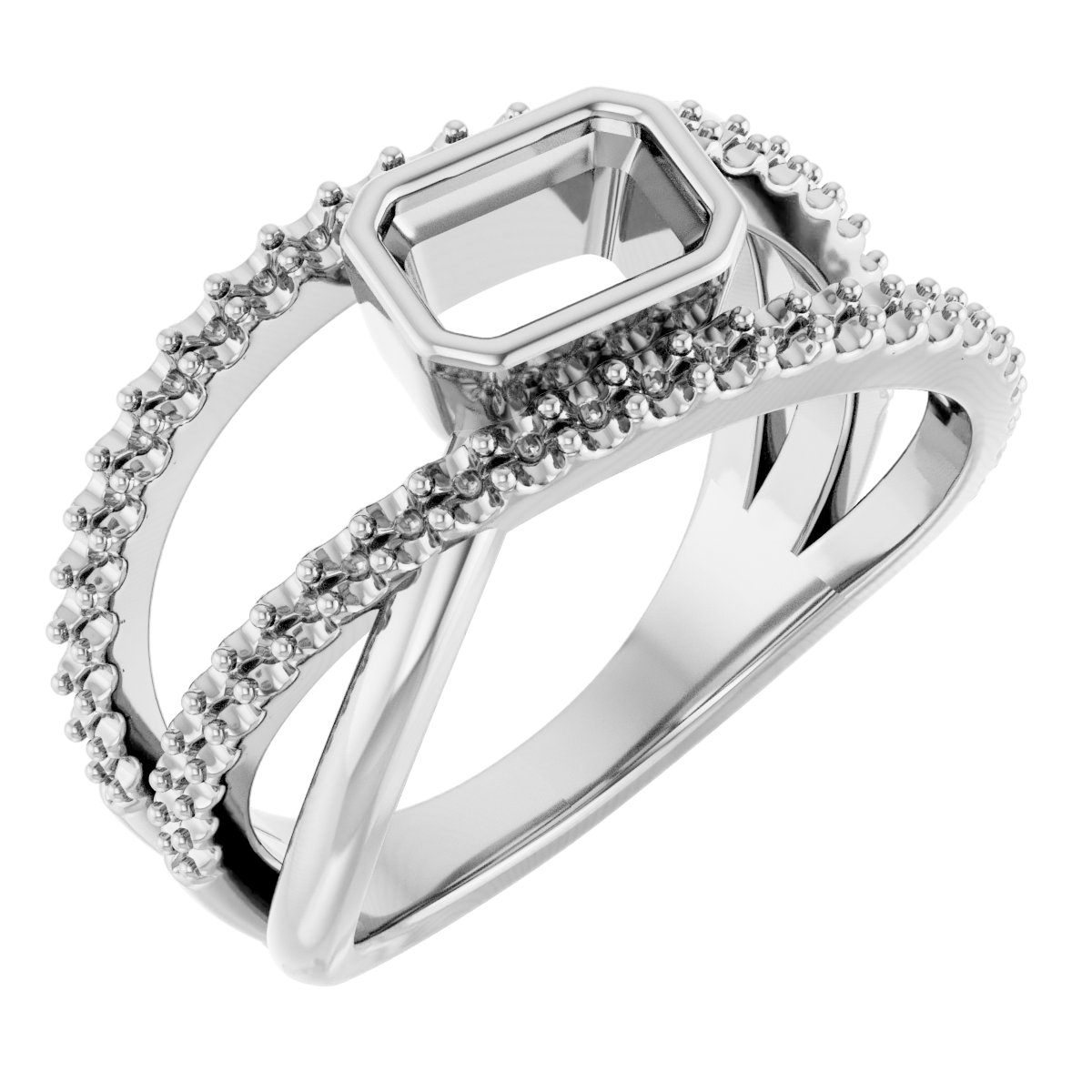 Bezel-Set Criss-Cross Ring