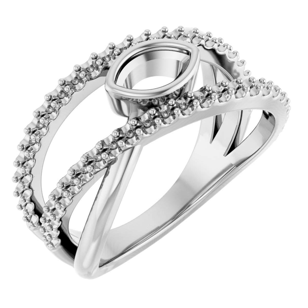 Bezel-Set Criss-Cross Ring