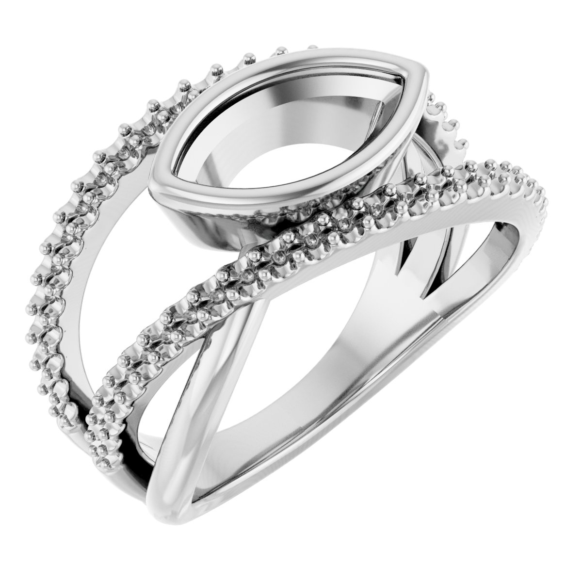 Bezel-Set Criss-Cross Ring