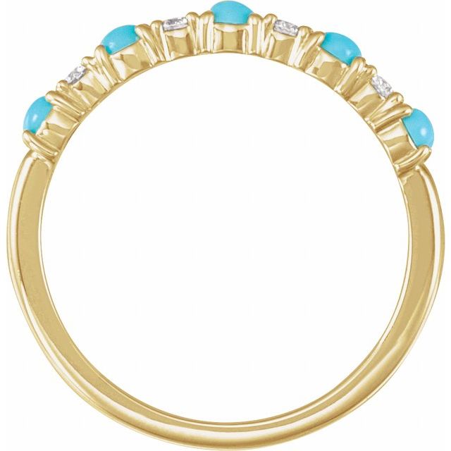 14K Yellow Natural Turquoise & 1/8 CTW Natural Diamond Ring