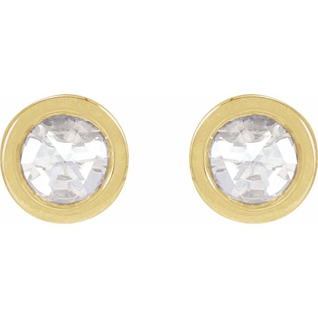 14K Yellow 1/5 CTW Rose-Cut Natural Diamond Threaded Post Earrings