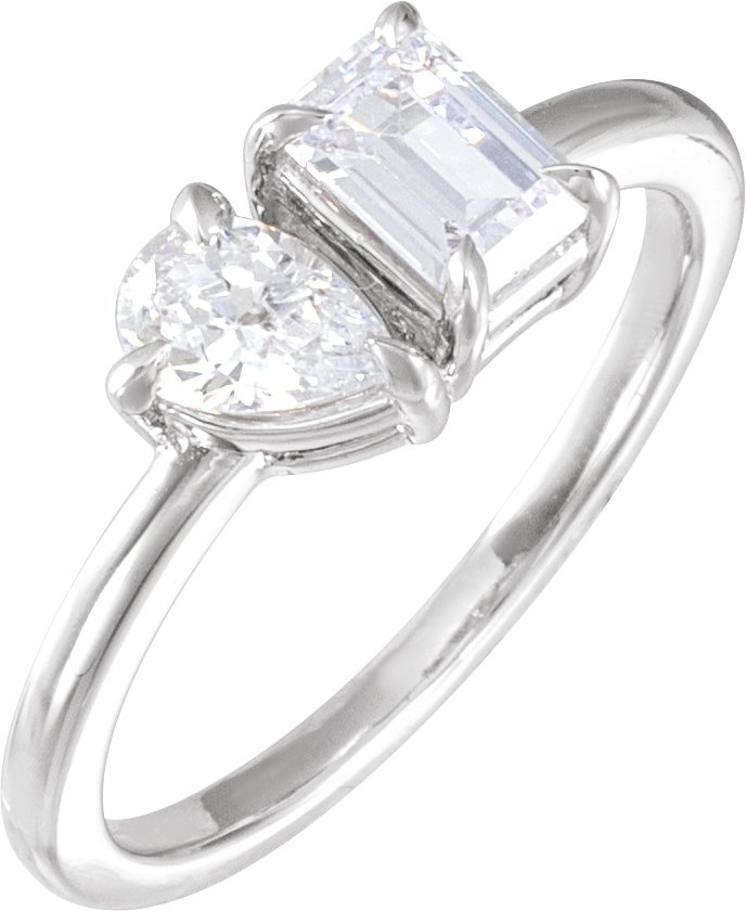 14K White 1 CTW Lab Grown Diamond Two Stone Ring Ref 19712456