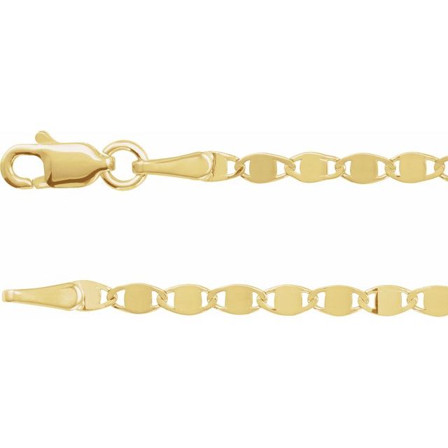 14K Yellow 2.7 mm Mirror Link Cable 7 1/2" Chain