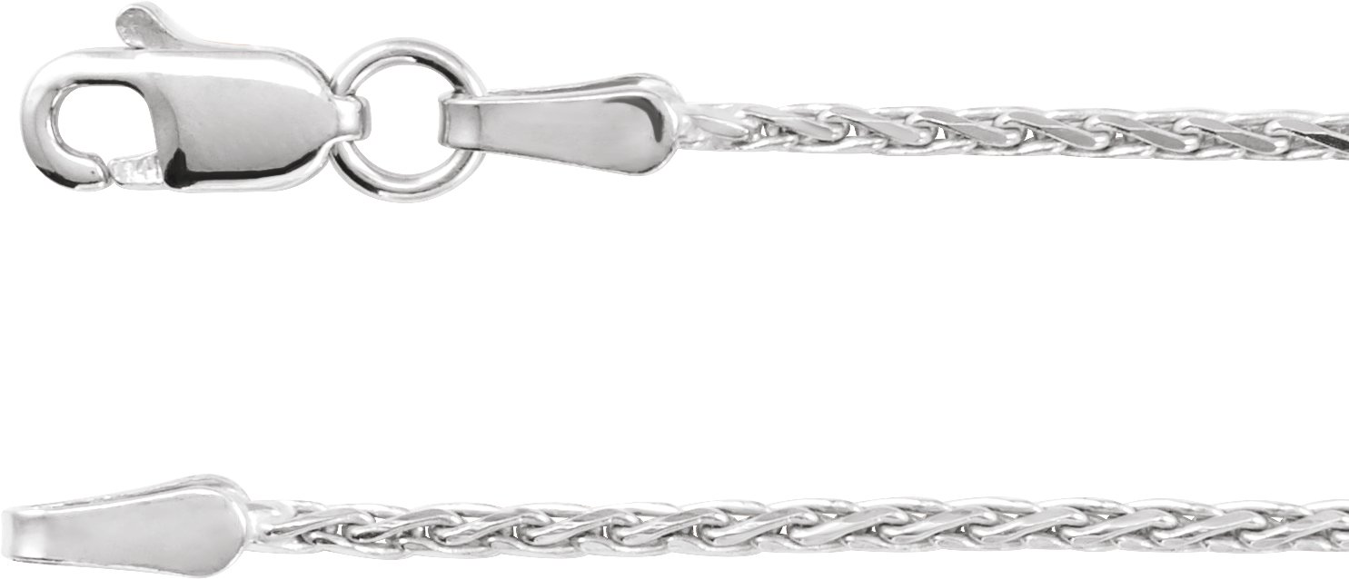 Rhodium-Plated Sterling Silver 1.5 mm Diamond-Cut Wheat 20" Chain