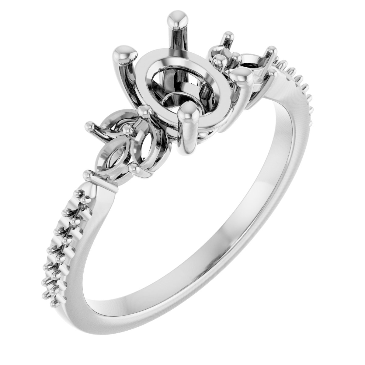 Accented Floral Engagement Ring or Band