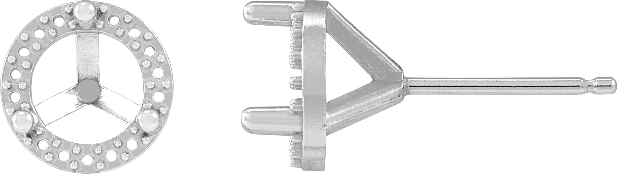 Round 3-Prong Halo-Style Stud Earrings