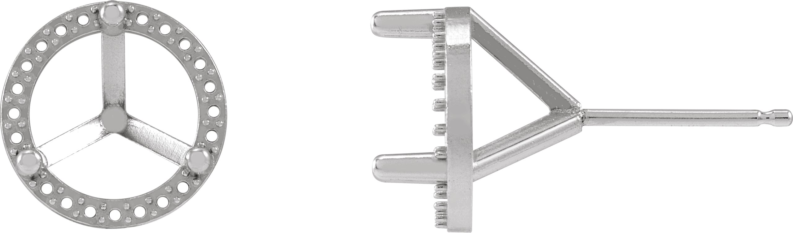 Round 3-Prong Halo-Style Stud Earrings
