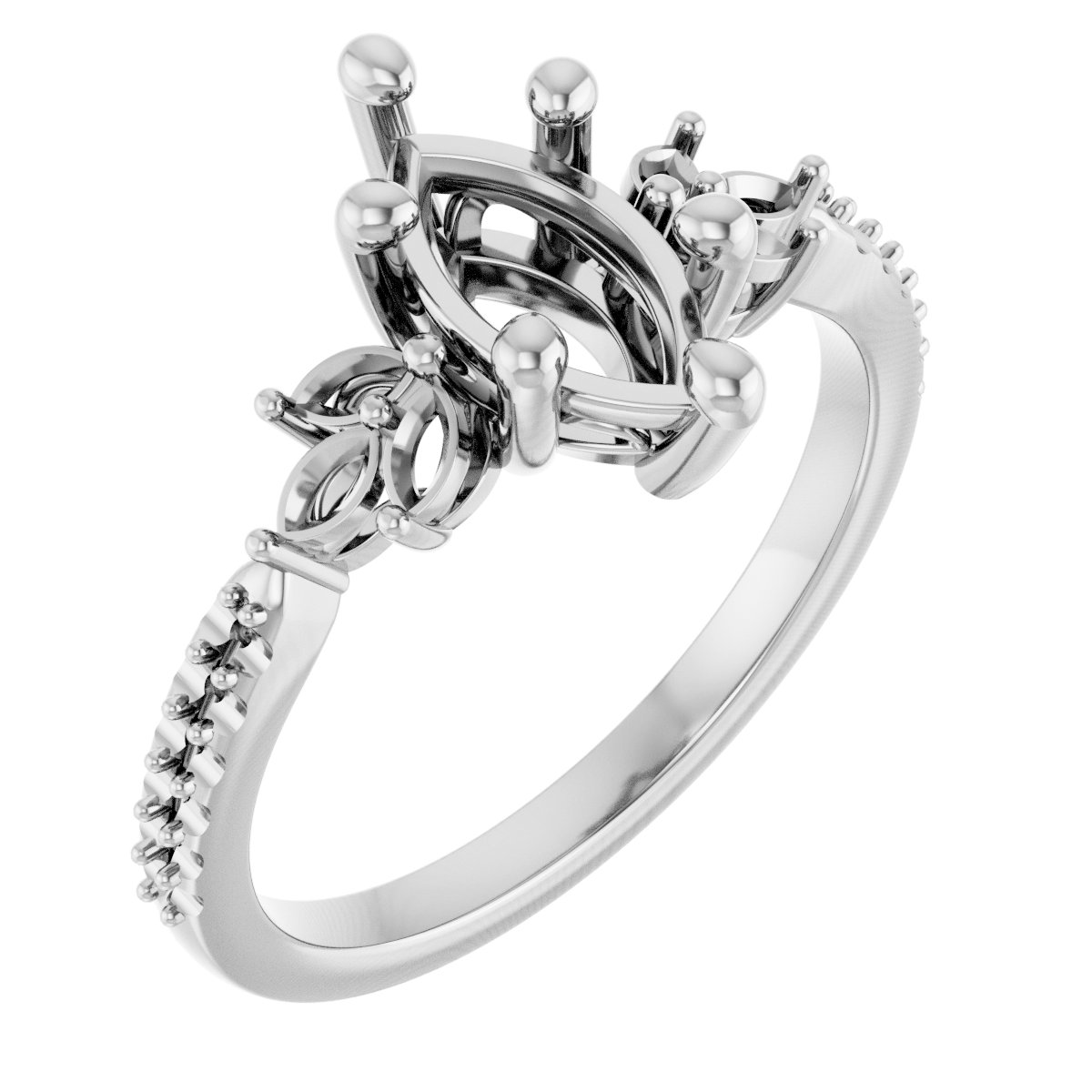 Accented Floral Engagement Ring or Band