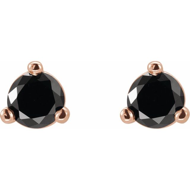 14K Rose 1/2 CTW Natural Black Diamond Earrings