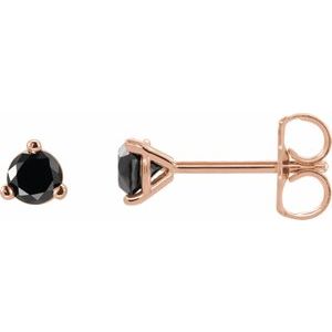 14K Rose 1/8 CTW Natural Black Diamond  Earrings 