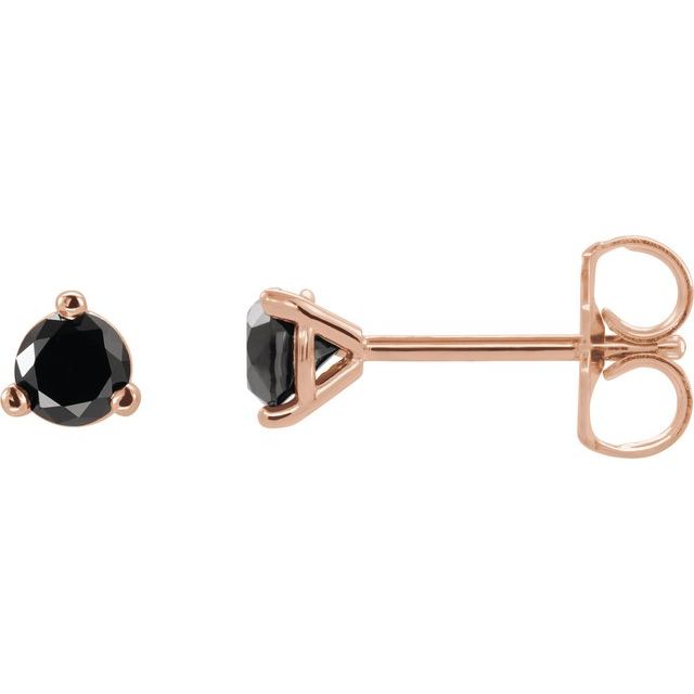 14K Rose 1 1/8 CTW Natural Black Diamond Earrings