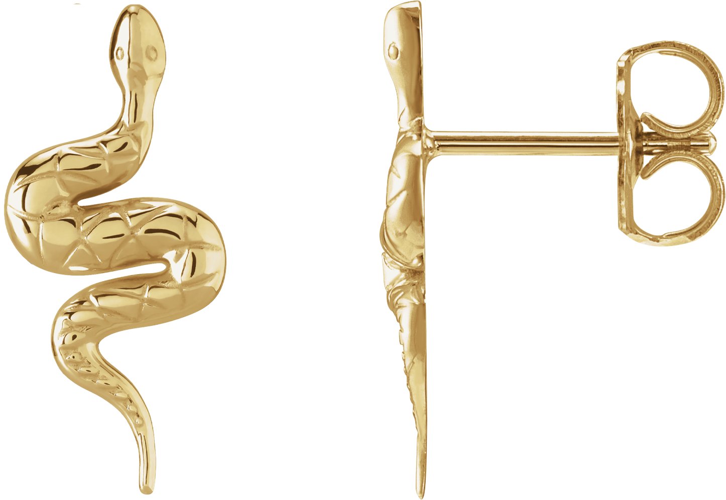 14K Yellow Right Snake Friction Back Earring