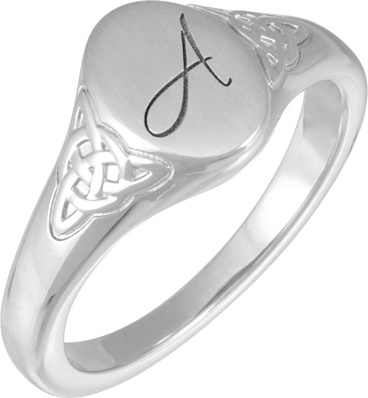 Sterling Silver Engravable Oval Celtic-Inspired  Signet Ring