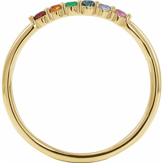 14K Yellow Natural Multi-Gemstone Rainbow Stackable Ring