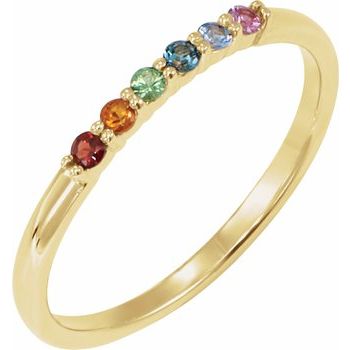 14K Yellow Natural Multi Gemstone Rainbow Stackable Ring Ref 19716521