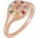 14K Rose Natural Multi-Gemstone & 1/10 CTW Natural Diamond Halo-Style Signet Ring