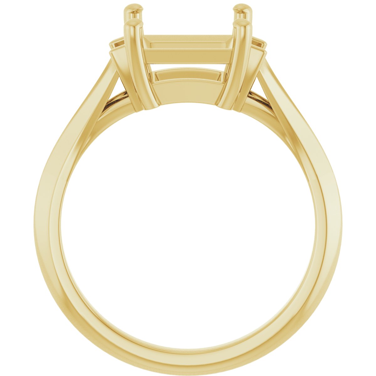 18K Yellow Gold 7 mm Square Engagement Ring Mounting