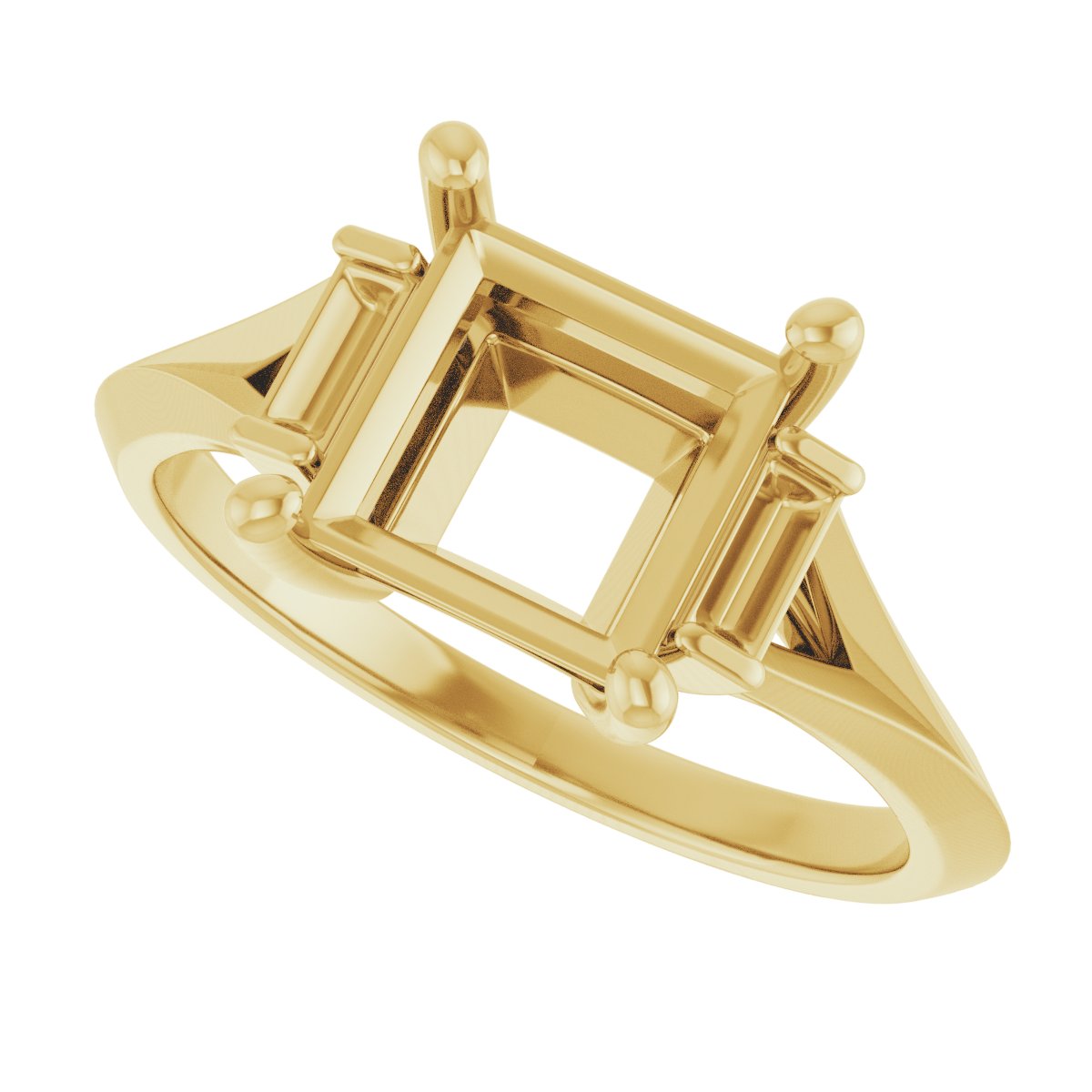 18K Yellow Gold 7 mm Square Engagement Ring Mounting