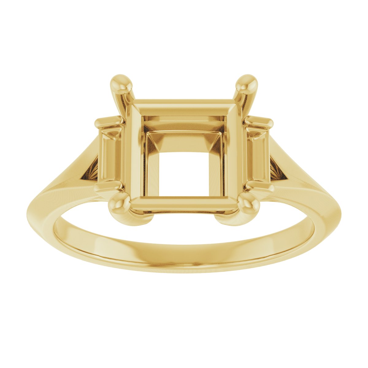18K Yellow Gold 7 mm Square Engagement Ring Mounting