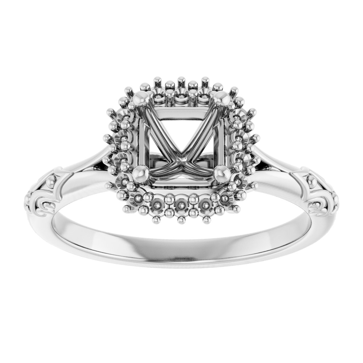 10 mm Cushion Engagement Ring Mounting view 3