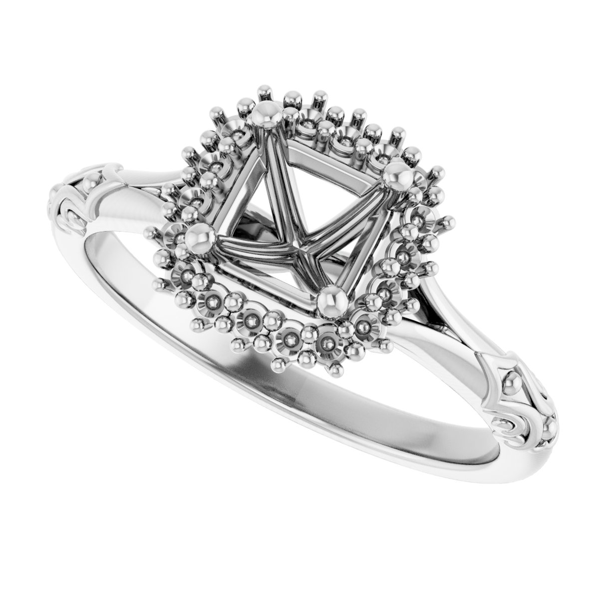 10 mm Cushion Engagement Ring Mounting view 5