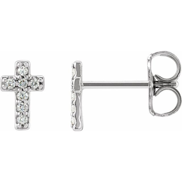 14K White .03 CTW Natural Diamond Cross Single Earring