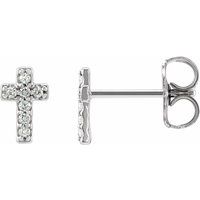 Sterling Silver .03 CTW Natural Diamond Cross Single Earring
