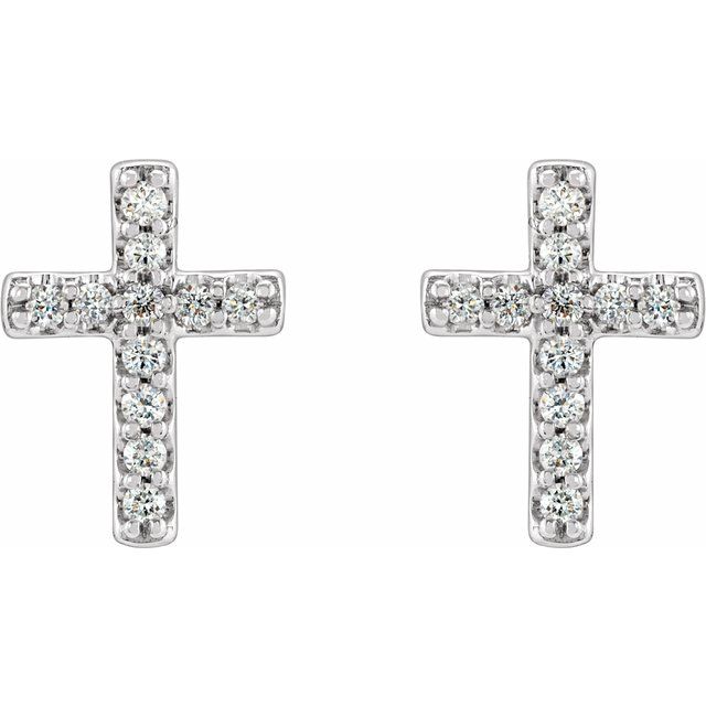 Platinum 1/10 CTW Natural Diamond Cross Earrings