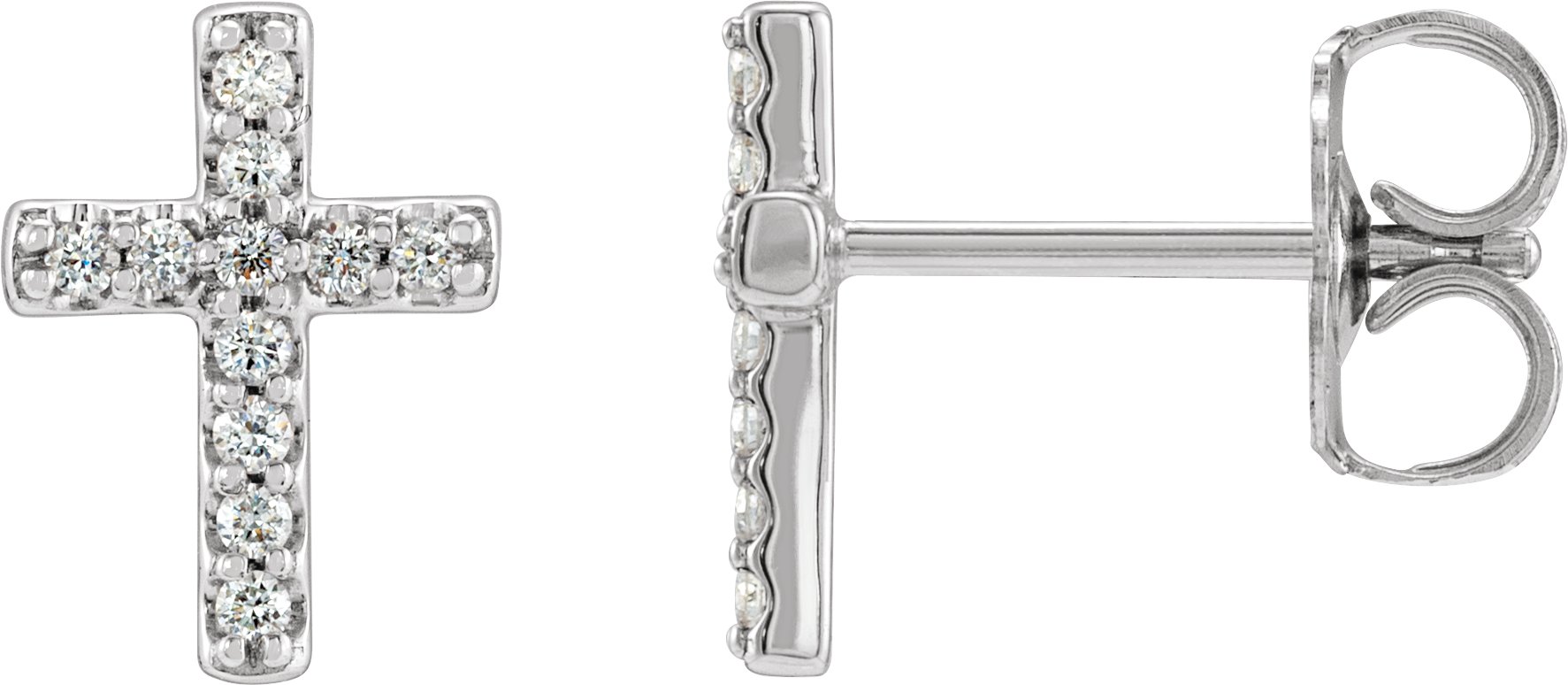 14K White 1/10 CTW Natural Diamond Cross Earrings