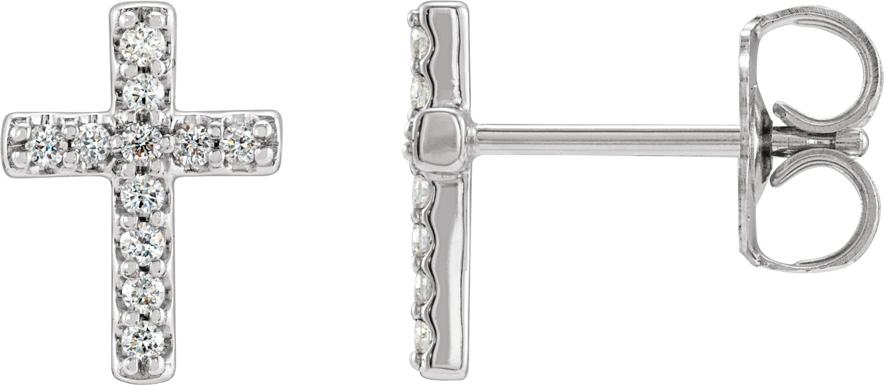 14K White .04 CTW Natural Diamond Cross Single Earring