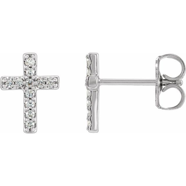 14K White 1/10 CTW Natural Diamond Cross Earrings