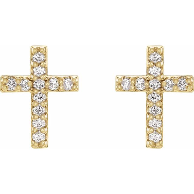 14K Yellow .05 CTW Natural Diamond Cross Earrings