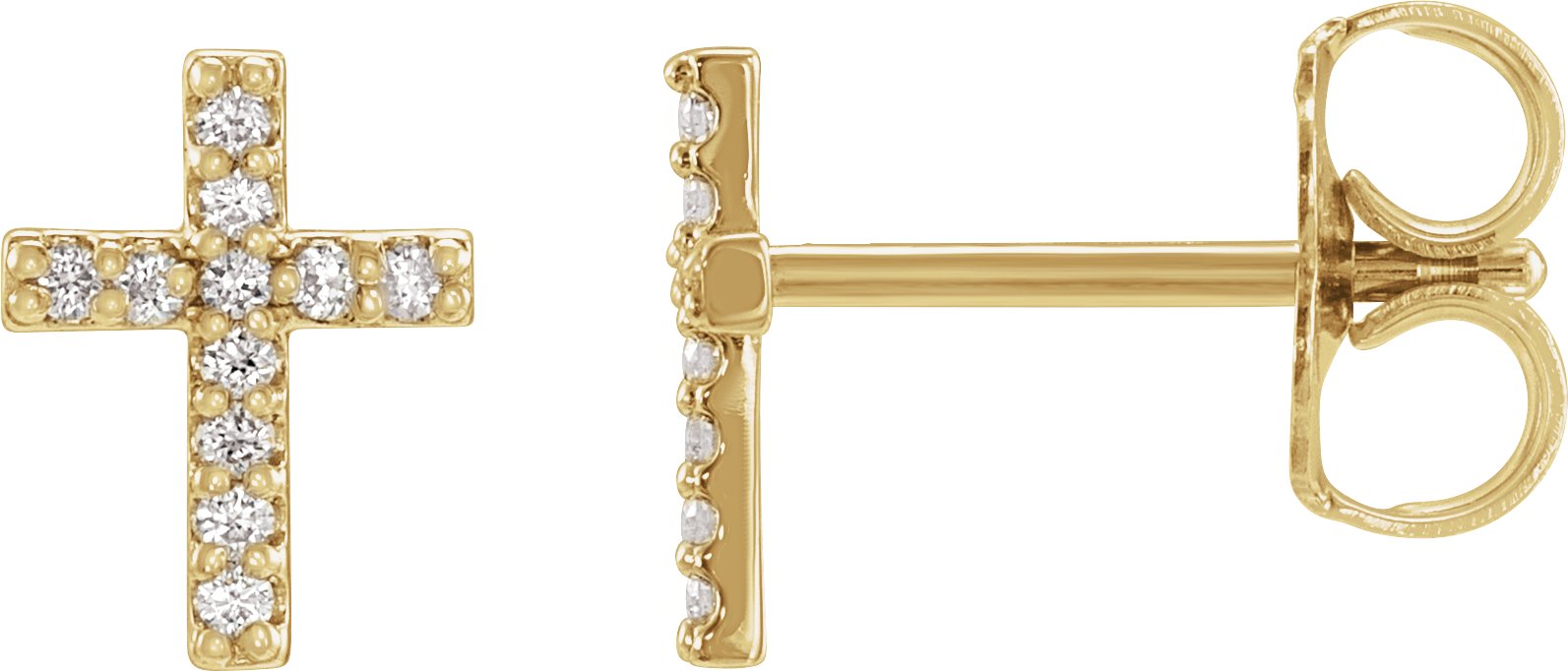 14K Yellow .05 CTW Natural Diamond Cross Earrings